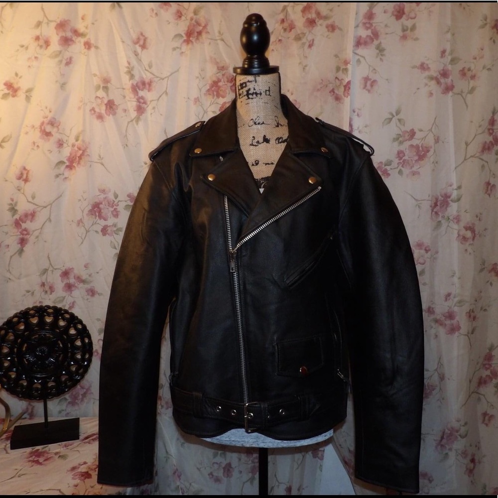 Genuine Black Leather Motorcycle Jacket